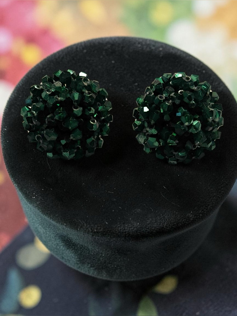 Sassy Jones Malia Emerald Green Beaded Post-back Earrings